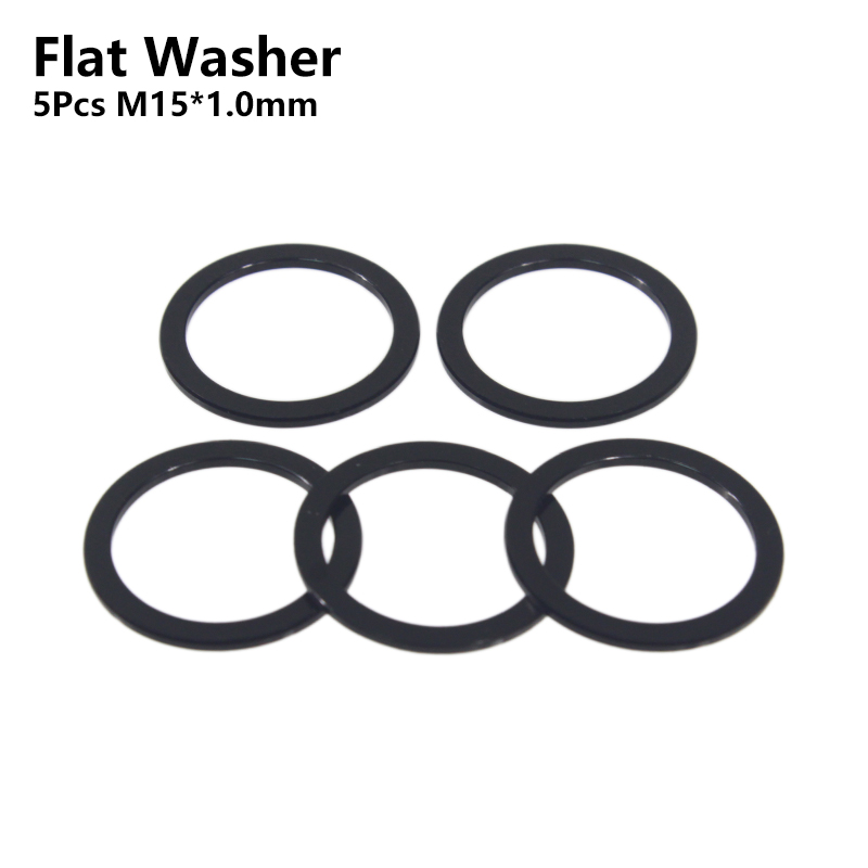 Fiets Steekas Wasmachine M15x0.5mm/1Mm/2Mm As Ringen M12x7.5mm Spacer Fiets Hubs Buis As Spiesjes spacer Platte Conische Wasmachine: 5Pcs M15x1mm Flat