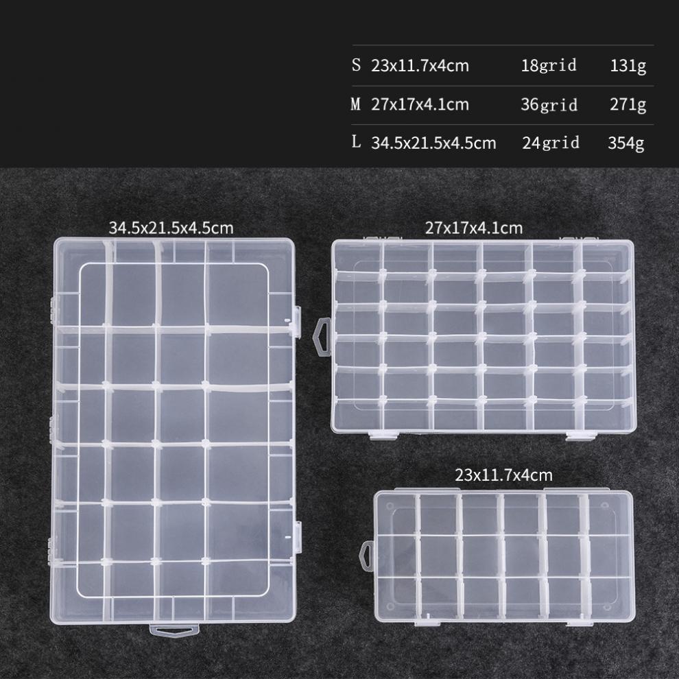 Multi Grid Fishing Tackle Box 3 Size for Fishing Hooks Swivel Ring Lures and Accessories Storage Case