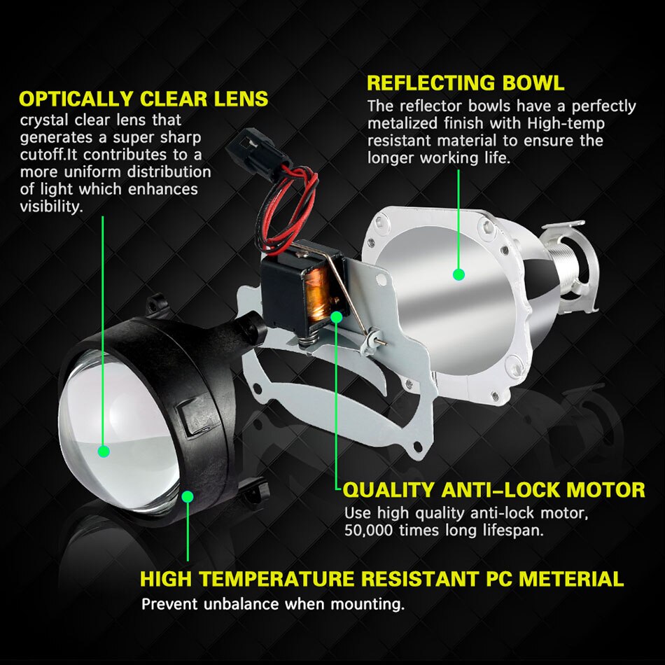 Aileo 2x 2.5 tommer led angel eyes bi-xenon projektor linse kørelys drl  h4 h7 h11 bil retrofit styling brug  h1 lys universal