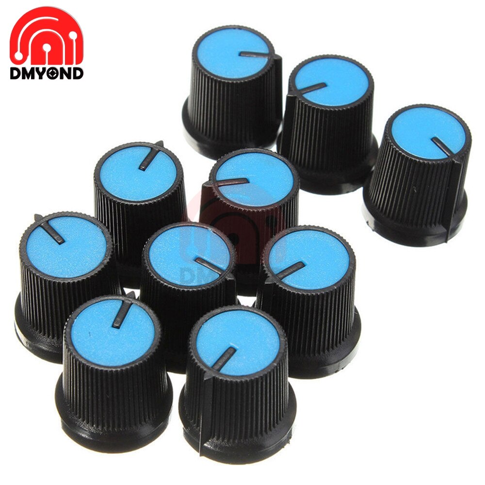 Lot de 20 boutons en plastique pour potentiomètre rotatif conique, trou de contrôle du volume, capuchons noirs, diy 6mm pour  wh148: Bleu