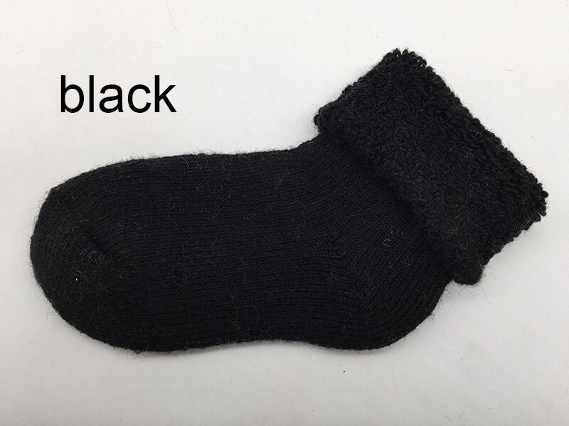 Style Real Woolen Thick Kids Socks Winter Soft Warm Baby Thermal Floor Socks Boy Girl Children Socks WZ02: Black / 4-7 Years