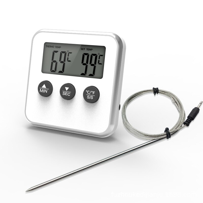 Electronic Digital LCD Food Thermometer Probe BBQ Meat Water Oil Cooking Temperature Alarm Cooking Timer Kitchen Tool: 2