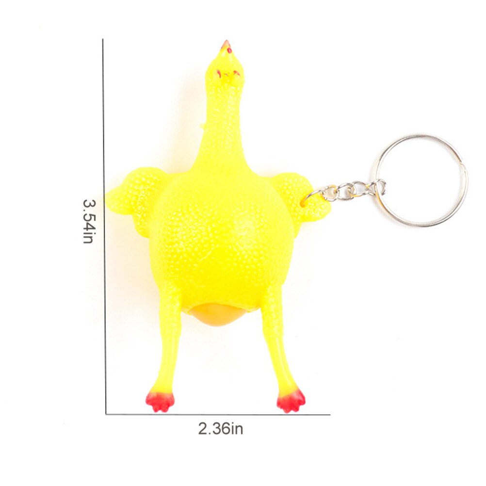Creatieve Grappig Speelgoed Gebakken Kip Sleutelhanger Ring Squeeze Spoof Leggen Eieren Hens Decompressie Guys Sleutelhanger #20