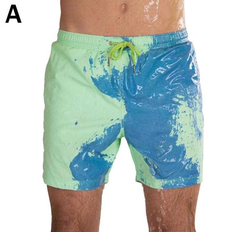 Bicchierini della spiaggia degli uomini, cambiamento di colore di acqua, pantaloni della spiaggia di colore sh calzoncini da bagno, di grandi dimensioni di temperatura cambio rapido a secco, sens E9G3: XXL / A