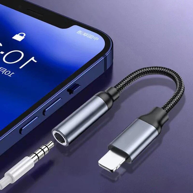 Cable auxiliar Jack de 8 pines a 3,5mm para iPhone 14 13 12 11 Pro Max IOS 14 adaptador macho a hembra conector de auriculares divisor de Audio