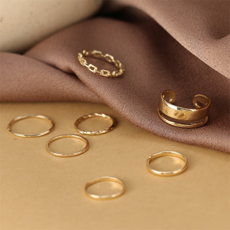 IFMIA Schmuck Ringe einstellen Metall Legierung Hohl Runde Öffnung Frauen Finger Ring Für Mädchen Dame Party Hochzeit