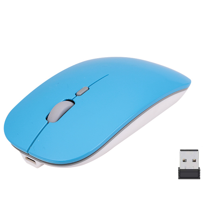 Computer Draadloze Muis Oplaadbare Muizen Voor Laptop Notebook Ultra Dunne 2.4G Optische Muis Met Usb-ontvanger Air Mouse: Glossy Blue