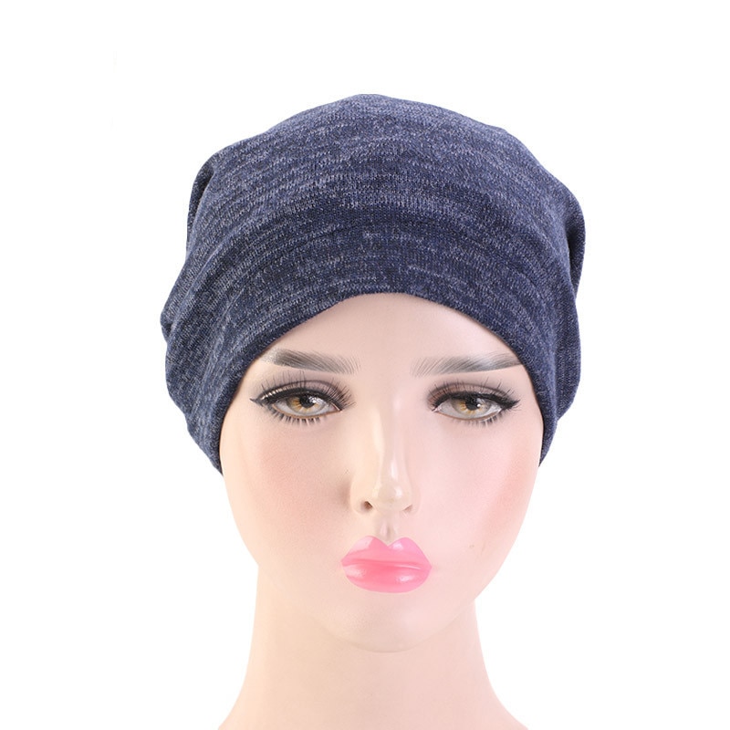 Unisex kvinder mænd ski kemo cap hat turban baggy beanie satin foret nattesøvn kasket hårpleje hue hårtab hat vinter varm: Flåde