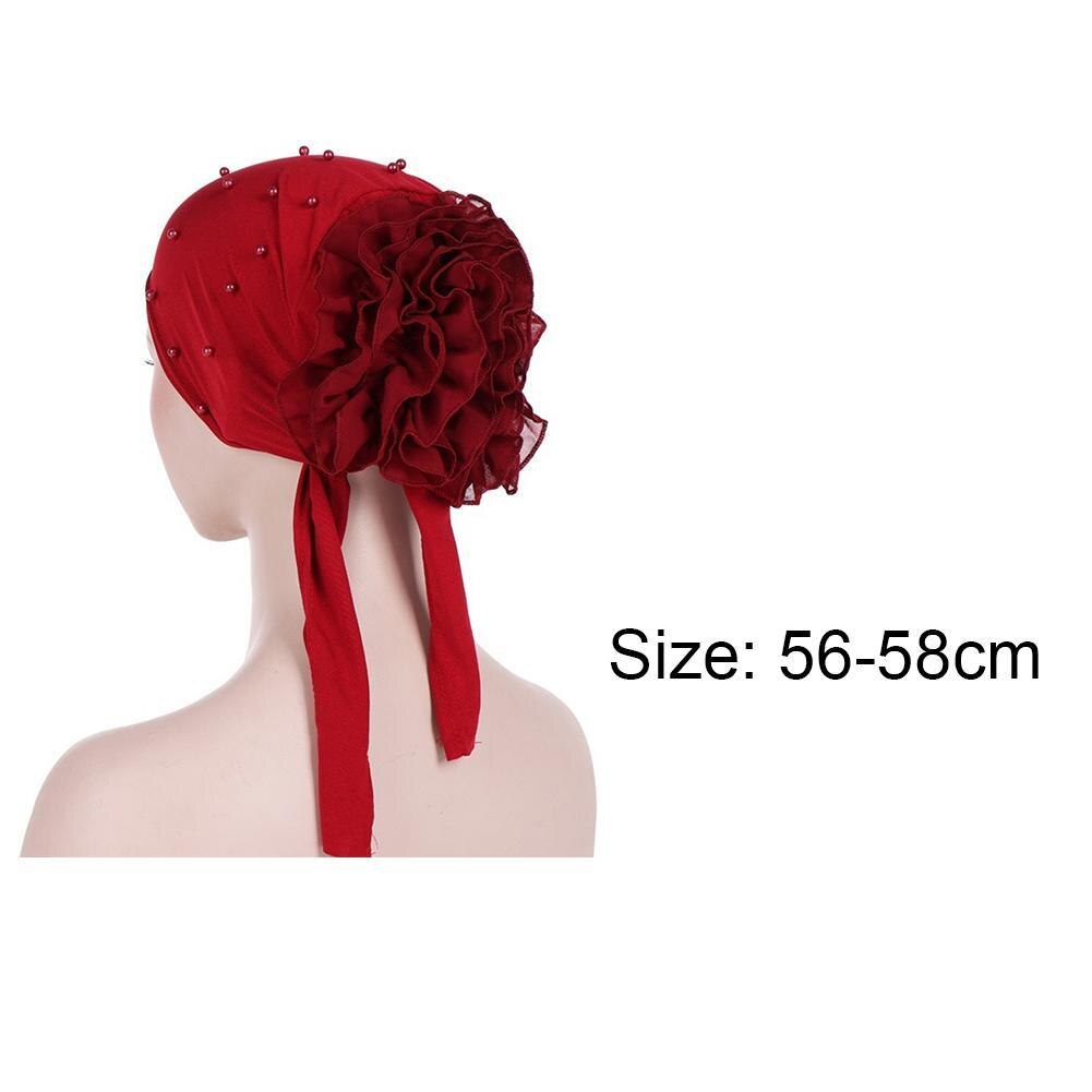 1pcs Spring Autumn Women's Accessories Headdress Muslim Big Flower Nail Bead Cap Headdress Baotou Dubai Women's Hat Leisure D4O1