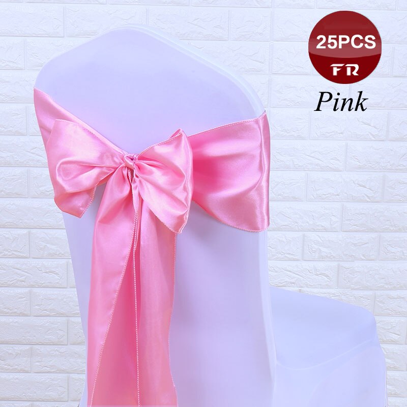 Pack  of 25 satinstolsbågar flugor för bröllopsfest evenemang hotellstol dekoration: Rosa