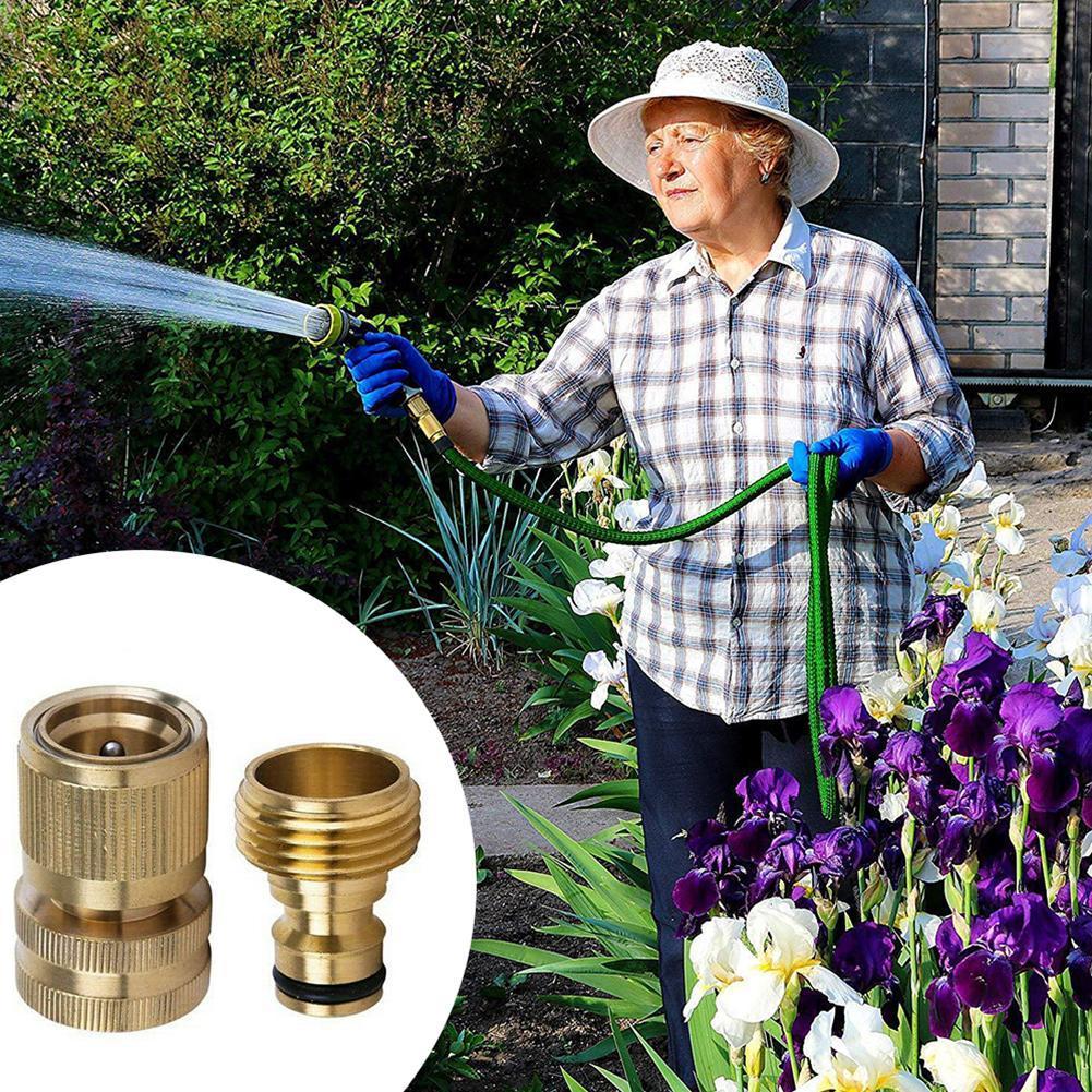 Two Sizes Garden Hose Quick Connect Solid Brass Quick Connector Hose Fitting Garden Water Hose Connectors V3A4