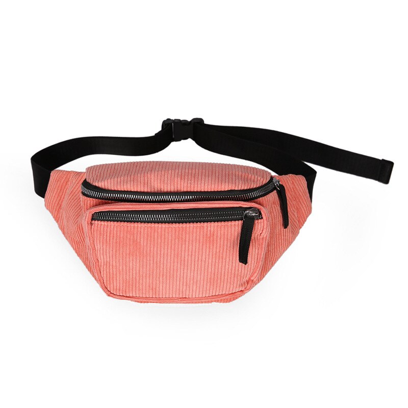 Lerret midjeveske unisex glidelås brystveske street sport casuale fanny pack jente gutt midje belteposer telefon midje packb 90: Rosa midjeveske