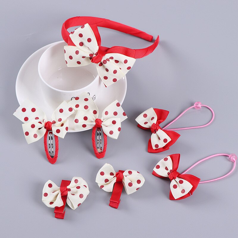 Pinzas para el pelo con lazo para niña, 7 Uds., bandas elásticas para el pelo para niña, horquillas, accesorios para el cabello, juego de aros, diadema elástica, banda de goma