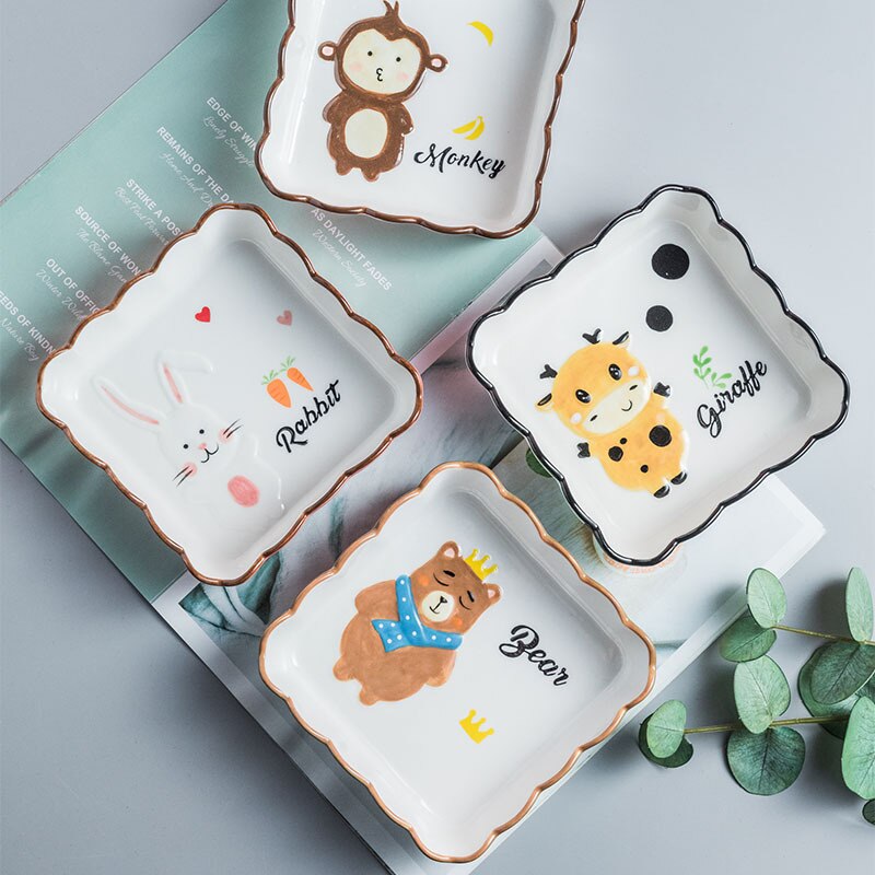 Cartoon style dinner plate barbecue plate salad plate ceramic dinner plate for children