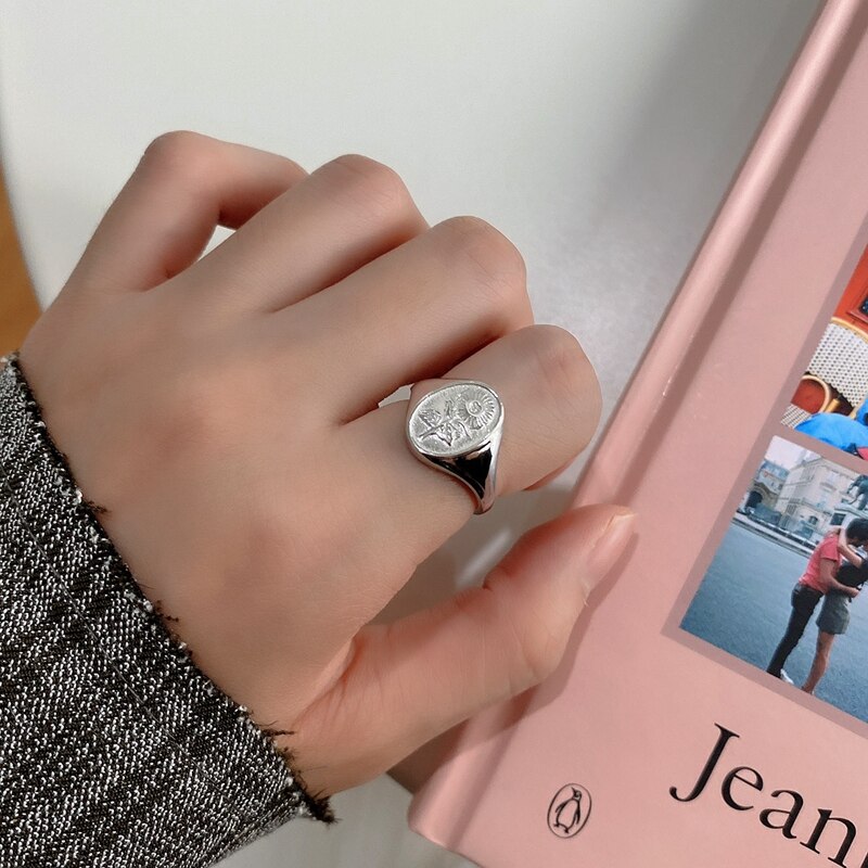 Silvology 925 Sterling Silber- Oval Sonnenblume Ringe Ringe Pro Frauen Geburtstag Schmuck