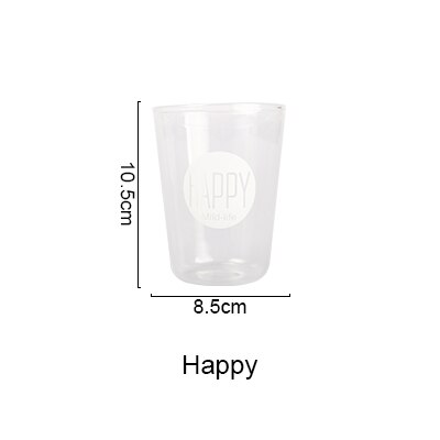 Good Morning Black White Transparent Glass Coffee Tea Drinks Dessert Breakfast Milk Cup Kitchenware Glass Mugs 400ml: happy