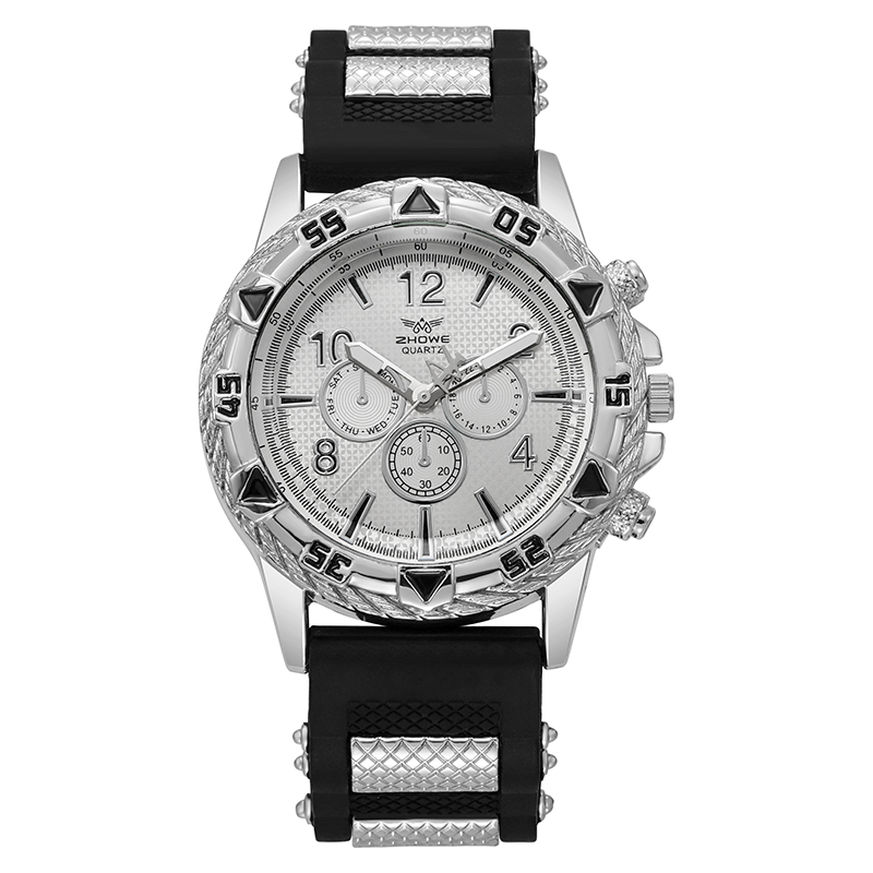 Sport Stil Silikon Herrenuhr lässig Armbanduhr: Weiß