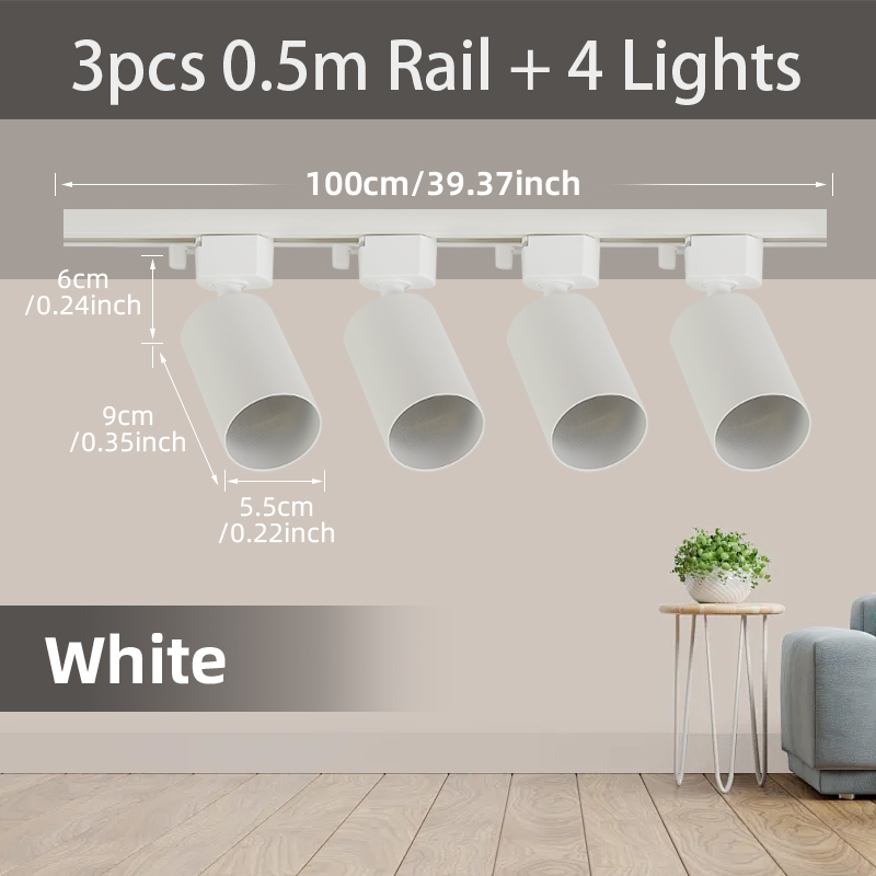 Juego completo de luces Led para riel de techo, foco de fuente de luz GU10 reemplazable para sala de estar y dormitorio, lámpara Led para riel: Rojo oscuro / Beige