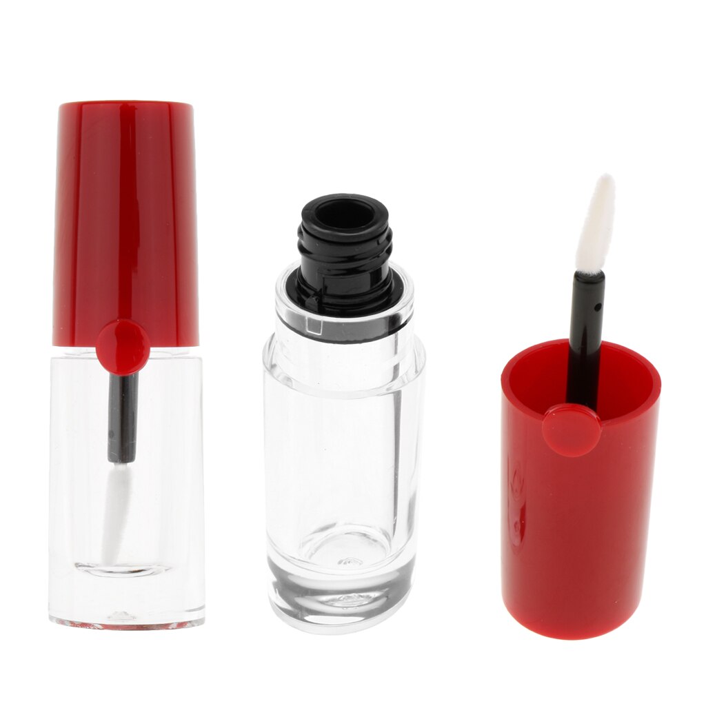 Pak Van 2 Stuks × 5Ml Lege Lipgloss Containers Met Transparante Lichaam & Rood Deksel, herbruikbare En Hervulbare Diy Cosmetica Buizen