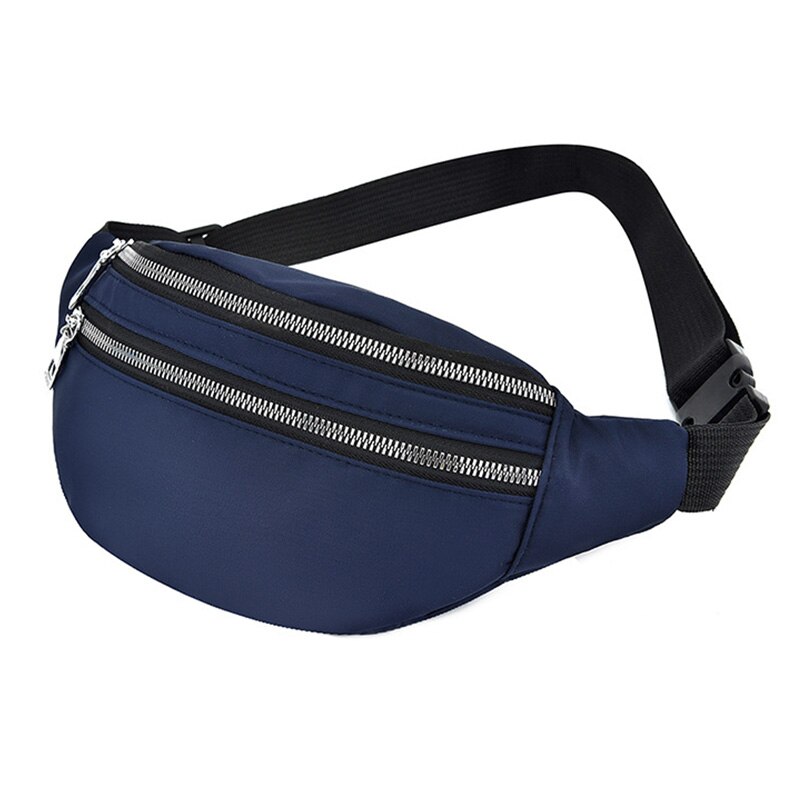 Ensfarvet taljetaske til kvinder vandtæt fanny pack kvindelig bæltetasker brystpakke multifunktions taljepose pung  zy859: Blå talje taske