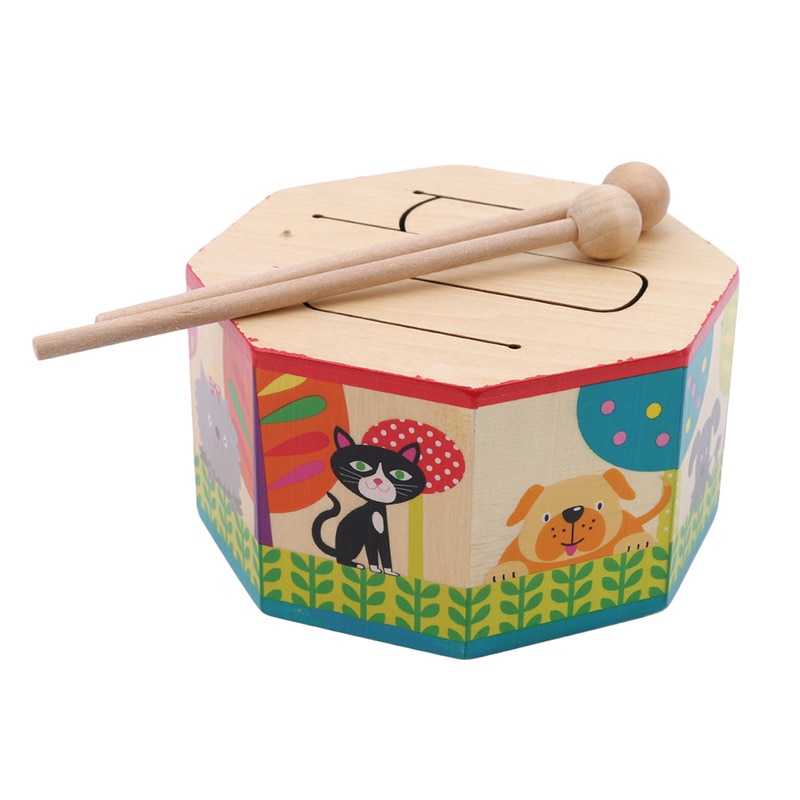 Kinderen Speelgoed Houten Trommel Voor Vroege Onderwijs Musical Speelgoed Voor Kinderen Drum Muziekinstrumenten Leren Onderwijs Puzzel Speelgoed