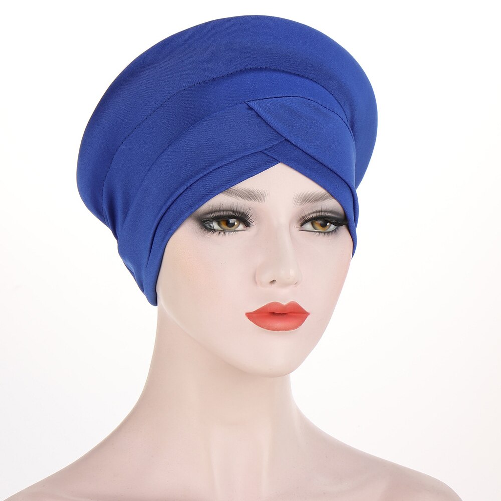Vrouwen Elastische Doek Hoofd Cap Moslim Sjaal Cap Hoed Vrouwen \ 'S Hijaabs Tulband Dames Haaraccessoires Hoofddoek Islamitische Arabische caps: 08 Royalblue