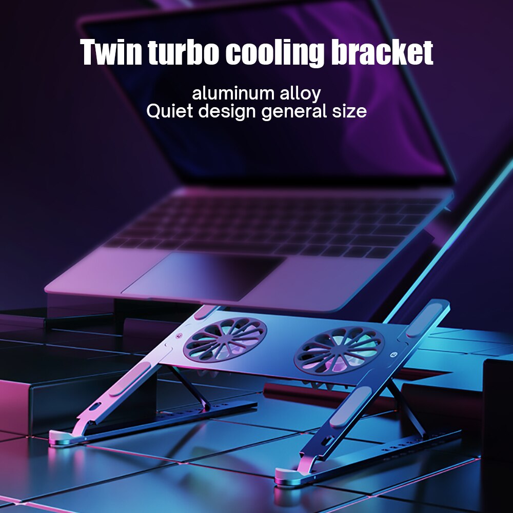 Aluminium Verstelbare Laptop Stand Voor Macbook Computer Pc Ipad Tablet Ondersteuning Notebook Stand Cooling Fan Pad Laptop Houder Base
