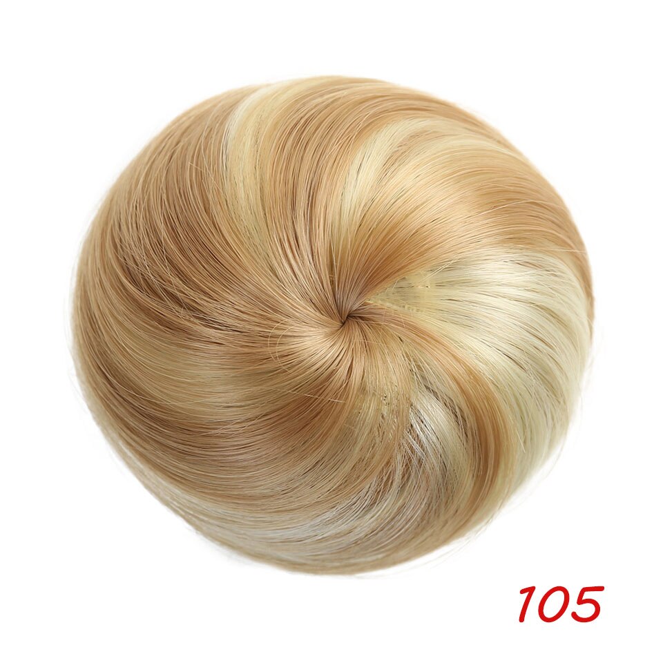 Meifan syntetisk glat hår elastisk chignon hårstykke snoretræk donut gummibånd chignon bolle klip i hår extensions: 105
