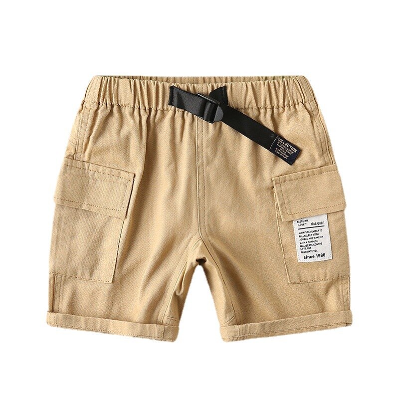 Pantalones cortos informales de algodón para niños, Pantalón Cargo hasta la rodilla, con cintura elástica, ropa de verano