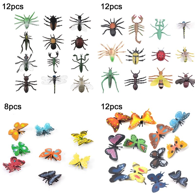 8Pcs/12Pcs Simulatie Statische Insect Model Ornamenten Set Realistische Vlinder Speelgoed