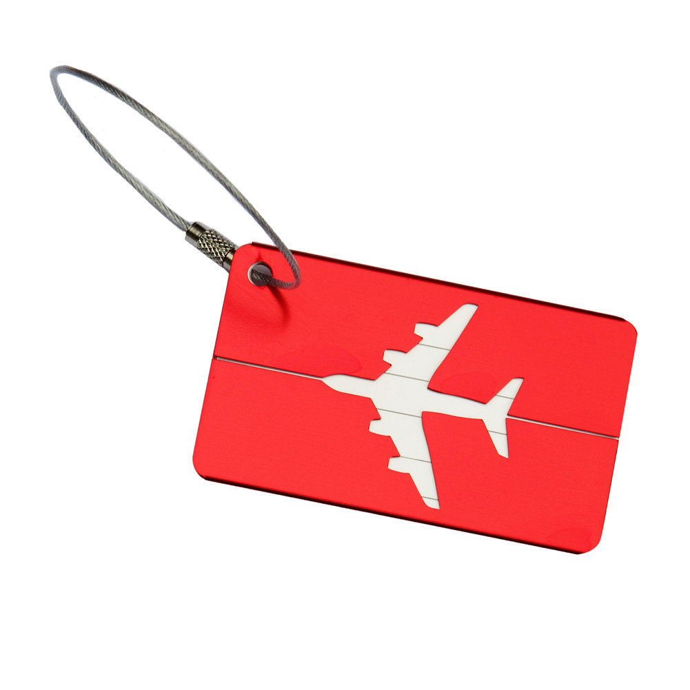 Rejse aluminium fly bagagemærker kuffert etiket navn adresse id bagagemærke: Rød