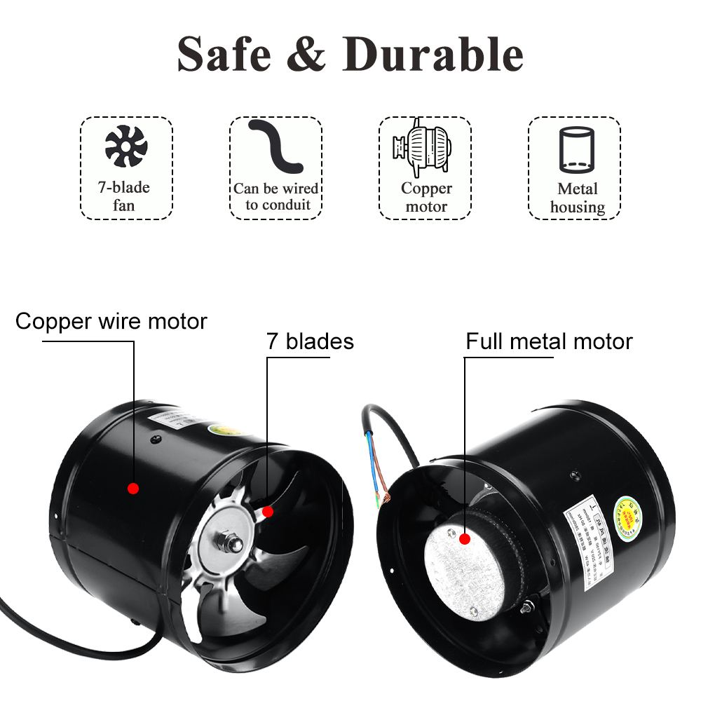 220V/110V Inline Duct Fan Booster Air Cooling Vent Metalen Uitlaat Blower Fan Keuken Kantoor Fan Wc muur Ventilator Zonder Plug