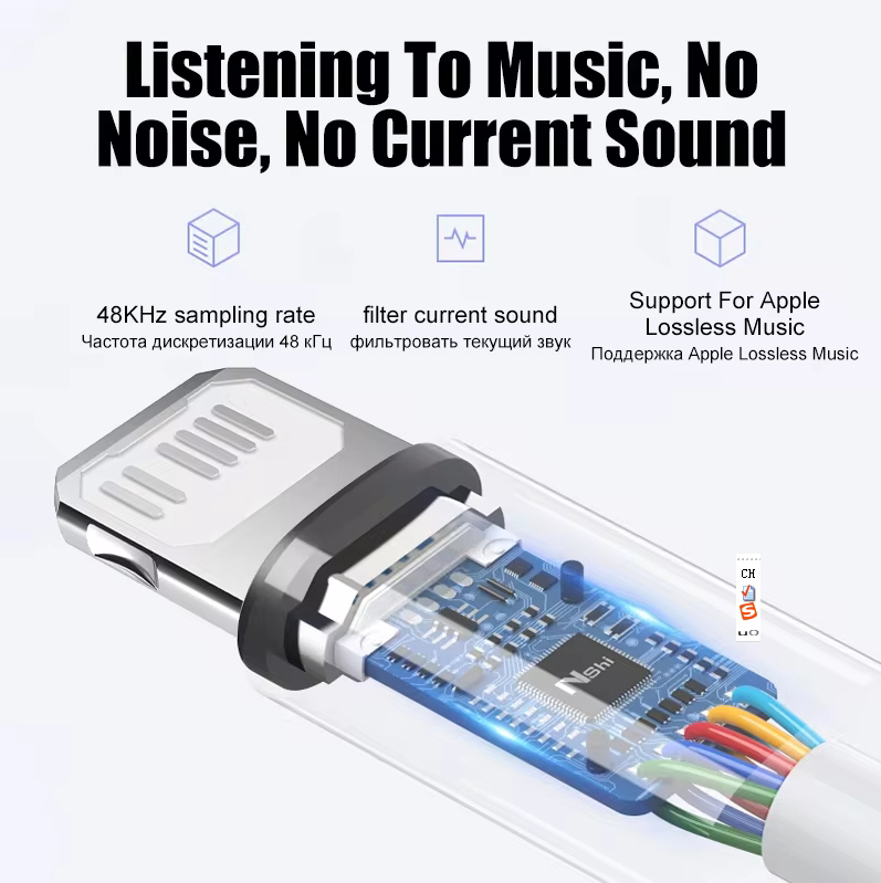 Nowość dla ios Splitter L do gniazda słuchawkowego 3,5 mm Adapter AUX Audio dla iPhone 14/13/12/11/XS/XR/X/7 8/Pad
