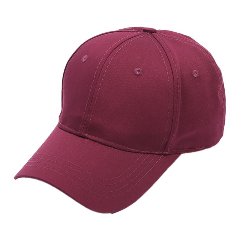 Ponytail Baseball Cap Women Men Solid Color Cotton Breathable Sunshade Sun Hat: Wine red