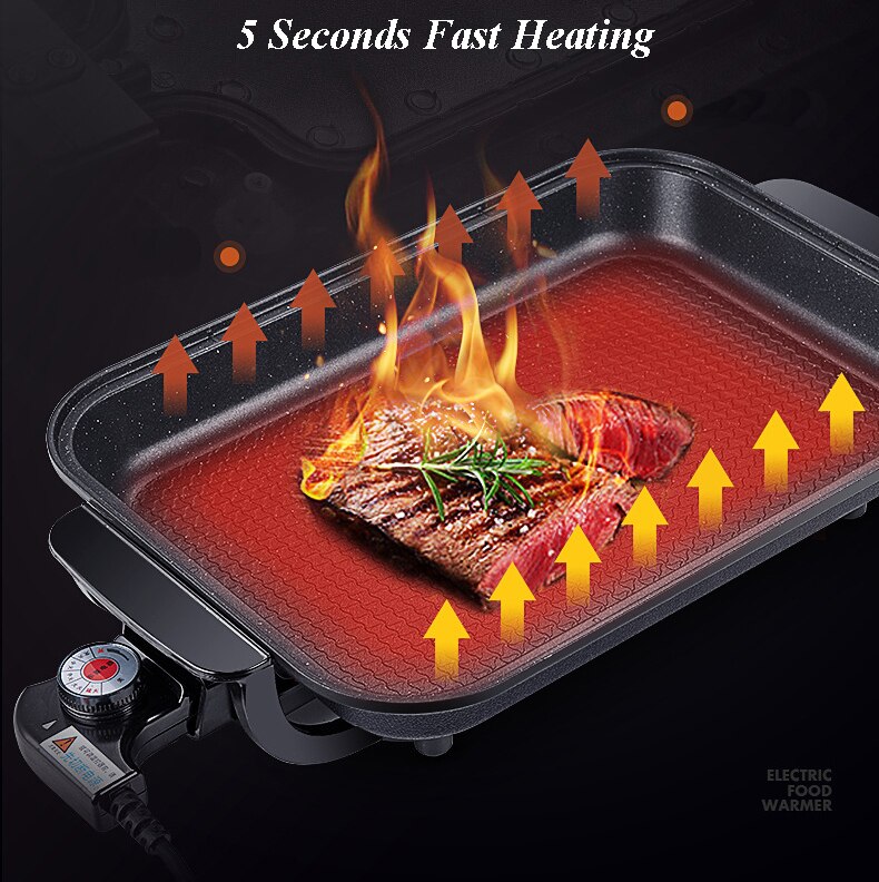 Thicken Pot Body Barbecue Pot electric Baking Pan Multi-function Smokeless Barbecue Dish Maifan Stone Grilled Fish Plate