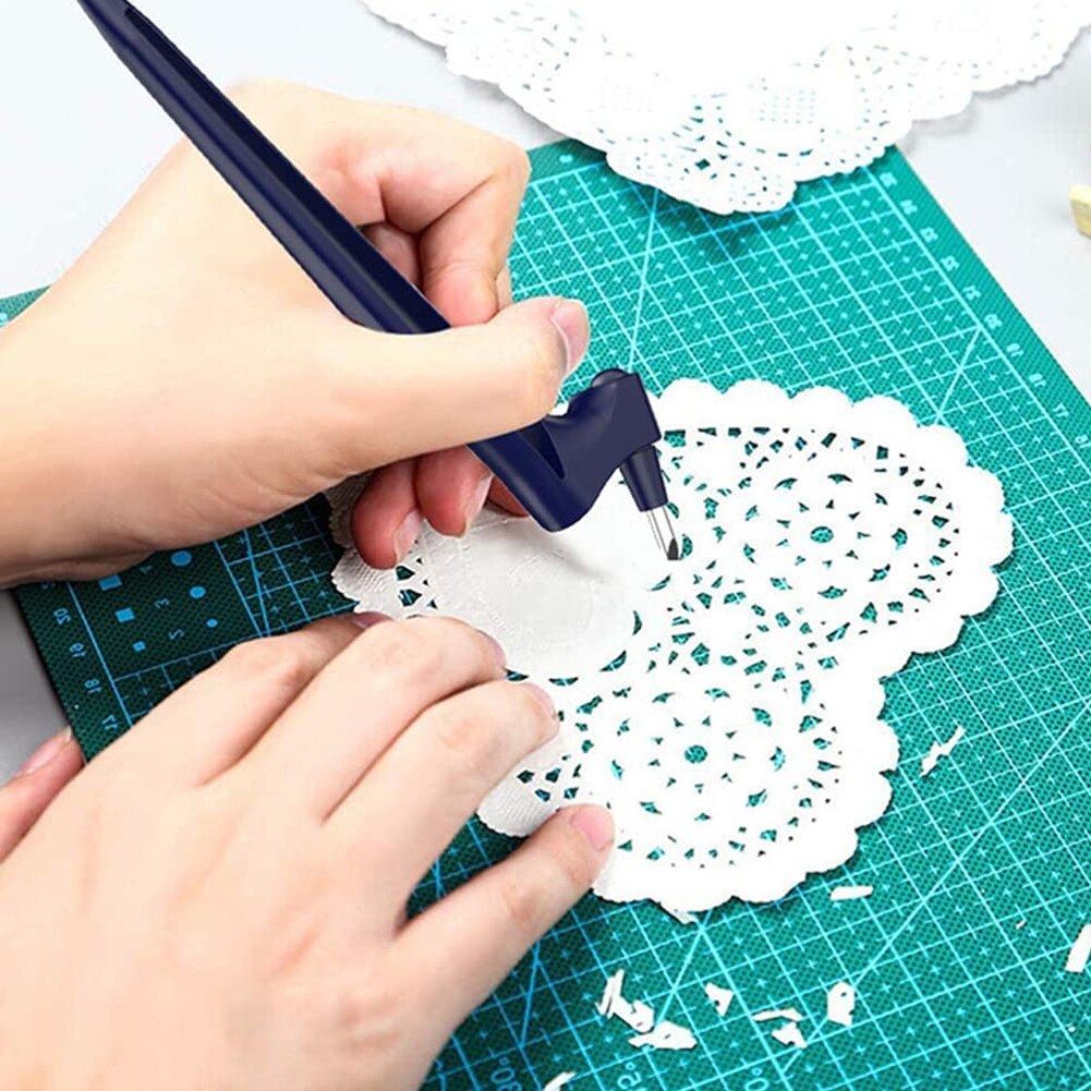 Herramienta de tallado de papel con cabeza giratoria de 360 grados, pluma de grabado DIY para álbum de recortes, cuchillo de tallado, hojas, herramienta de tallado de madera