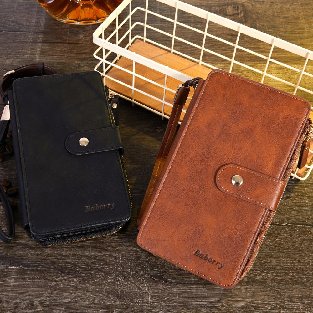 Heren lange telefoon portemonnee multifunctionele clutch portemonnee voor mannen hasp kaarthouder grote capaciteit handtas portemonnees
