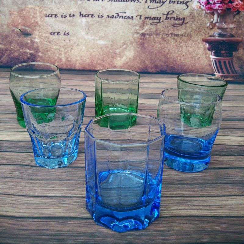 2 pièce/ensemble vitrail tasse café bleu tasse résistant à la chaleur tambour boisson tasse transparent verre à vin bière drinkware