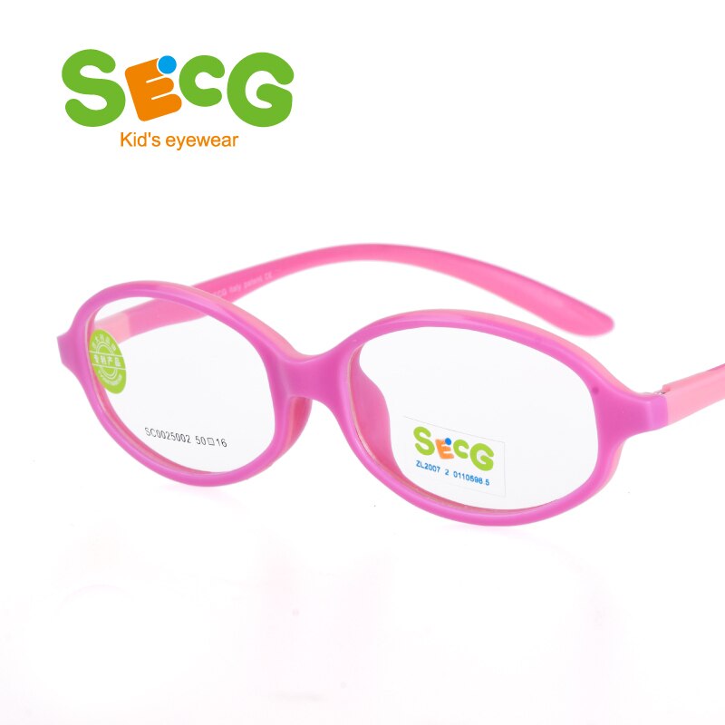 SECG-Montura de Gafas para niños, lentes para miopía, redondas, ópticas, de silicona