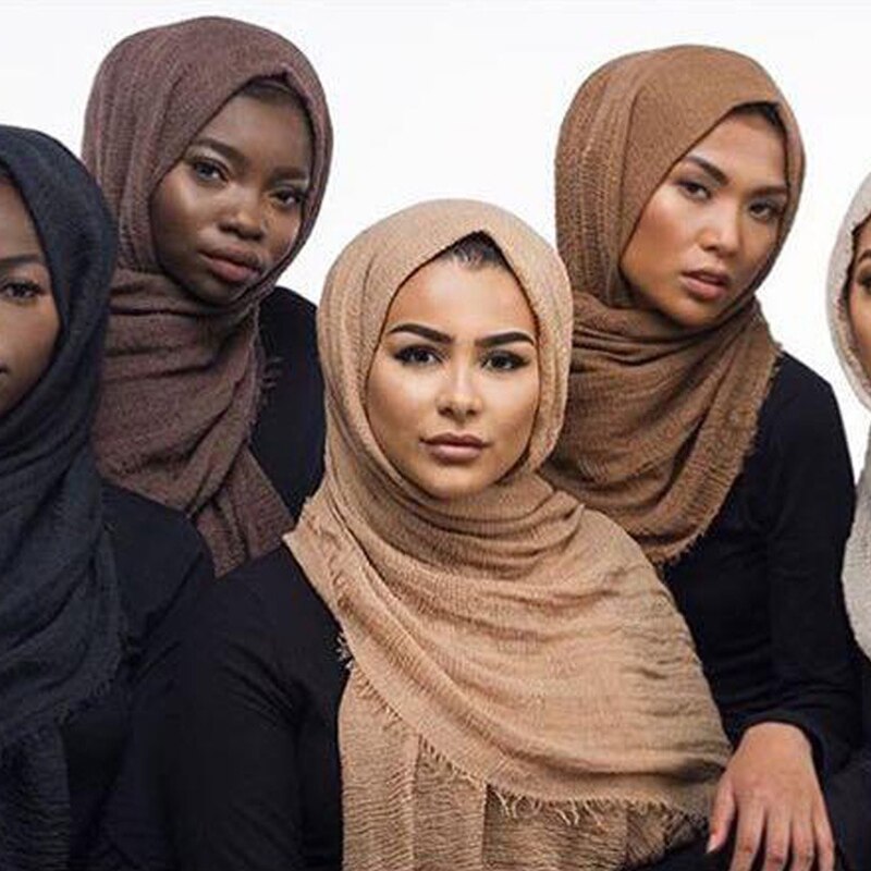 10 stk / parti boble almindeligt tørklæde / bomulds tørklæde frynser kvinder blød solid hijab populære lyddæmper sjaler store pashmina wrap hijab tørklæder