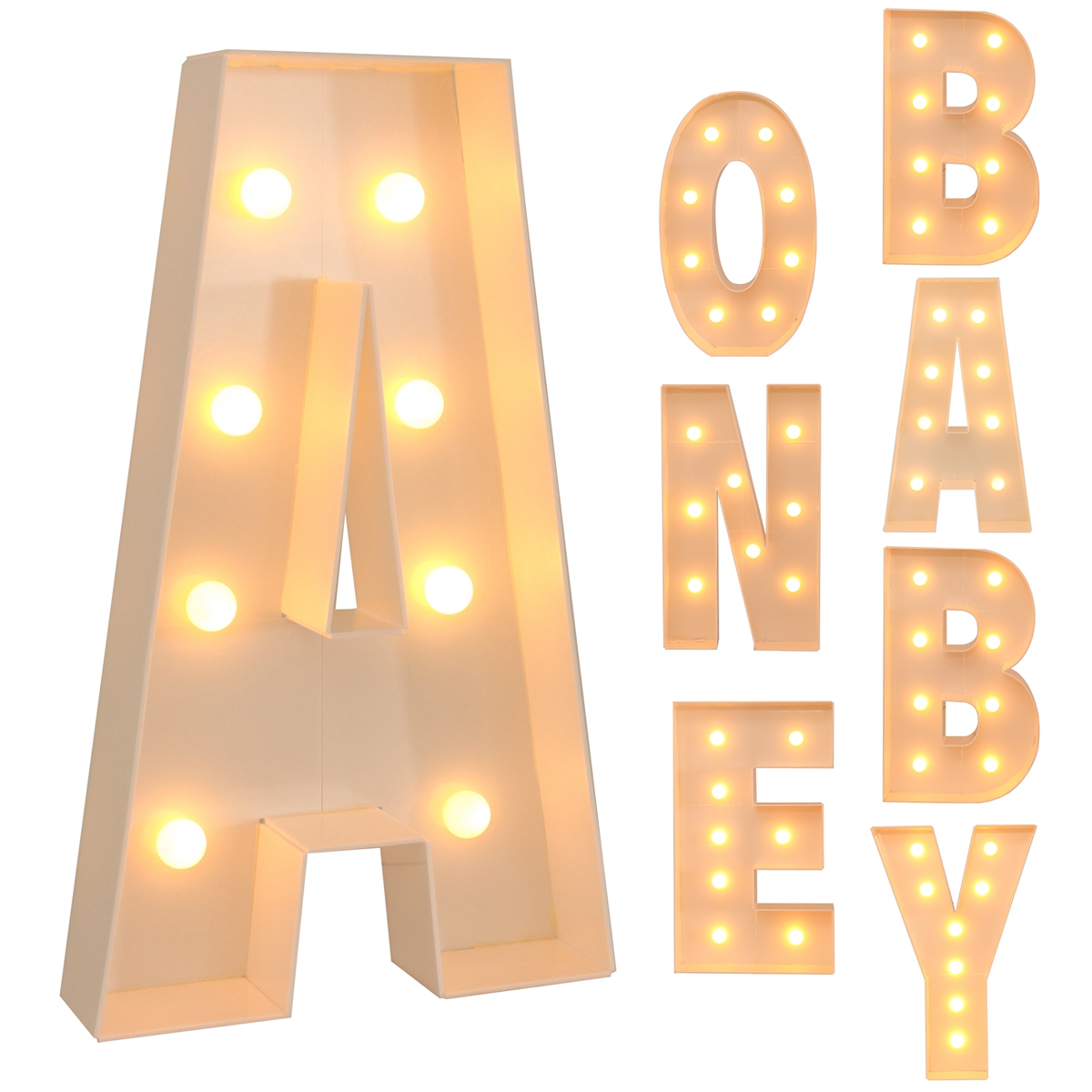 Caja de marco de luz Led con letras gigantes de 9,5 CM, decoración para de boda, Navidad, 1er cumpleaños, caja de relleno de globos con nombre DIY