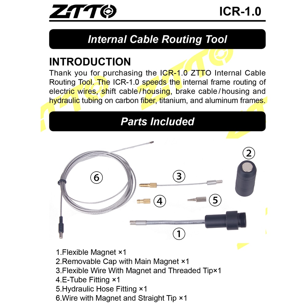 ZTTO Interne Kabel Routing Werkzeug Für Fahrrad Rahmen Schicht Hydraulische Schlauch Draht Schalthebel Innen Kabel DI E-Rohr 2 Magnet