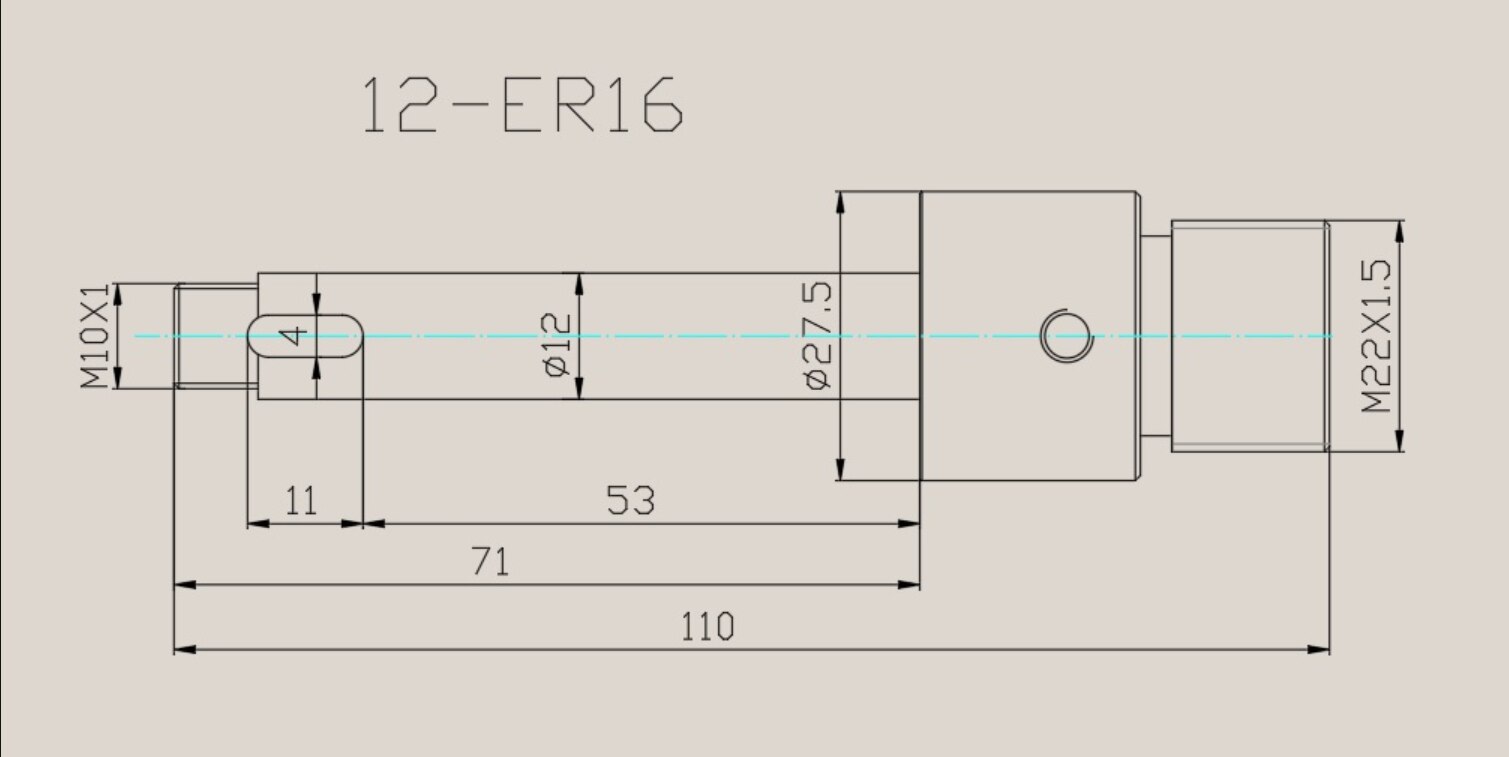 Multi-axis working shaft, drilling shaft, ER shaft, drilling machine shaft: 12-ER16