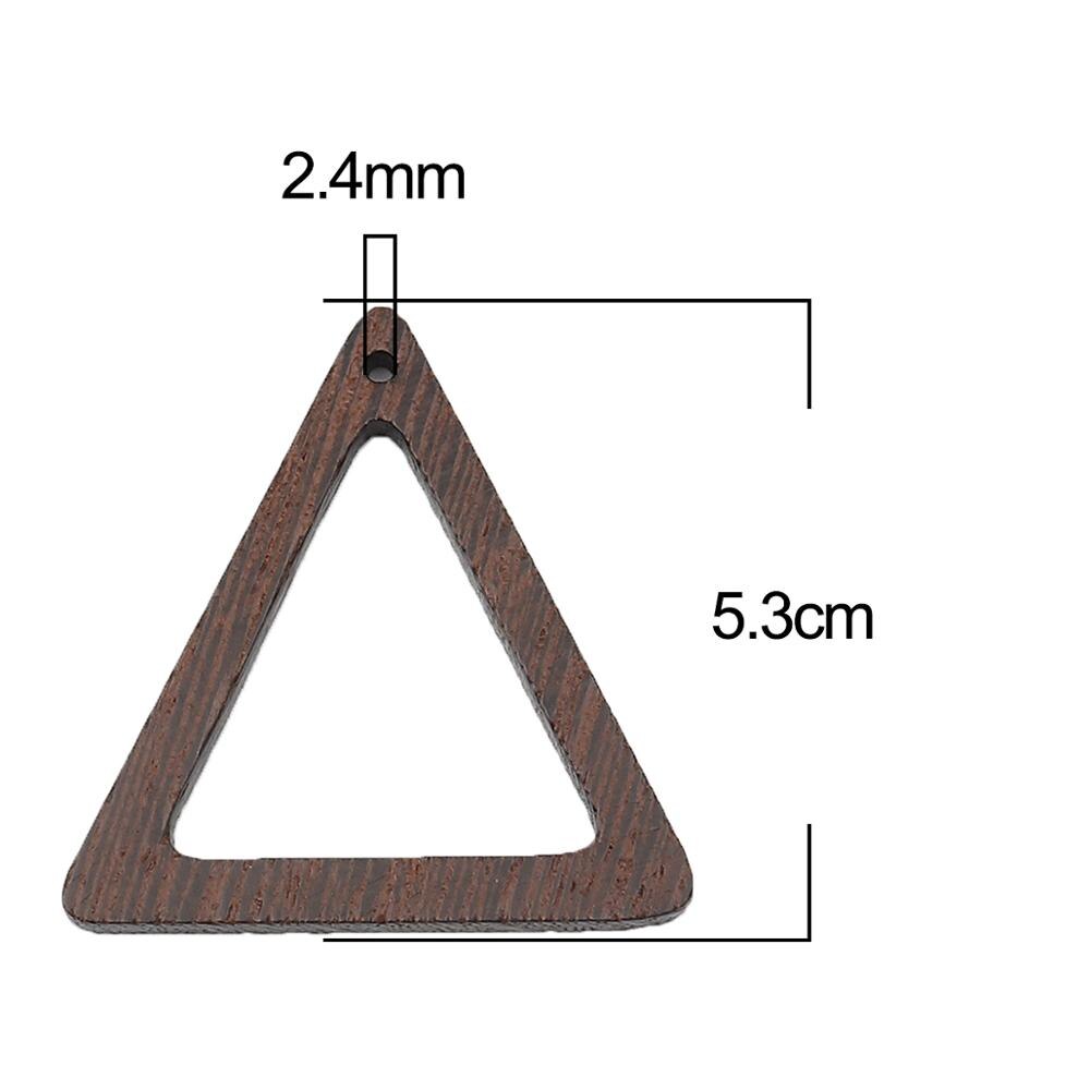 DoreenBeads Vintage Wood Geometric Round Triangle Hollow Pendants For Women Men DIY Making Necklace Earrings Charms Jewelry,2PCs: 7-5.3cmx5.2cm