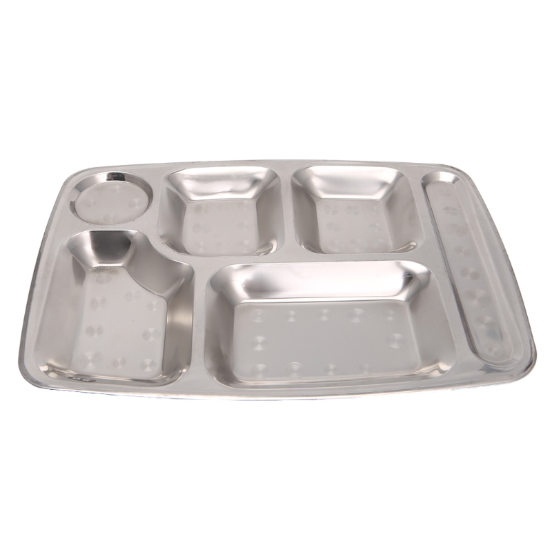 Stainless Steel Student tray Divided Dinner Tray Lunch Container Food Plate 4/5/6 Section