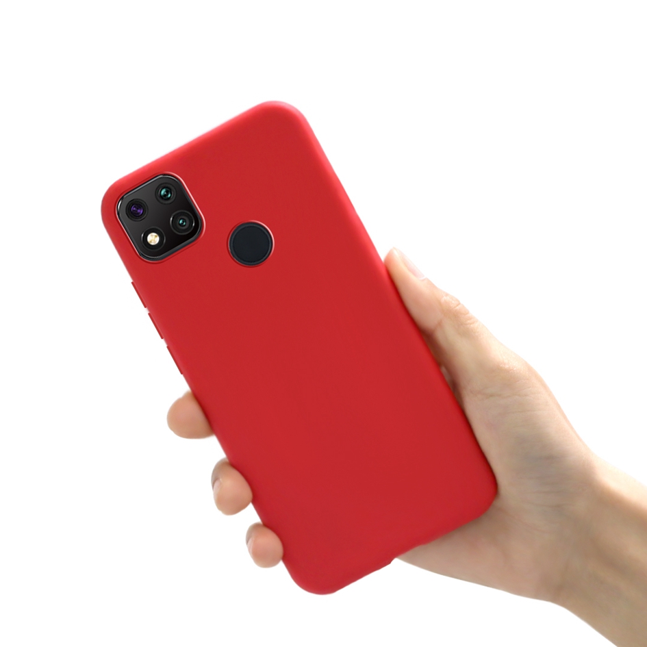 Para Xiaomi Redmi 9C NFC 10A 10C silicona caramelo TPU funda de teléfono Simple para Redmi 10C 9A 10A 9C nfc Fundas: Cuero genuino / Rojo