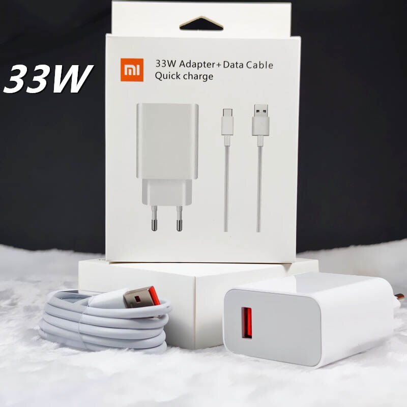 For Xiaomi Redmi K40 Pro Poco F3 X3 Pro NFC Turbo Fast Charger 33W EU Wall Adapter 1M Type C Cable Quick Charge For Mi 10 10T 11