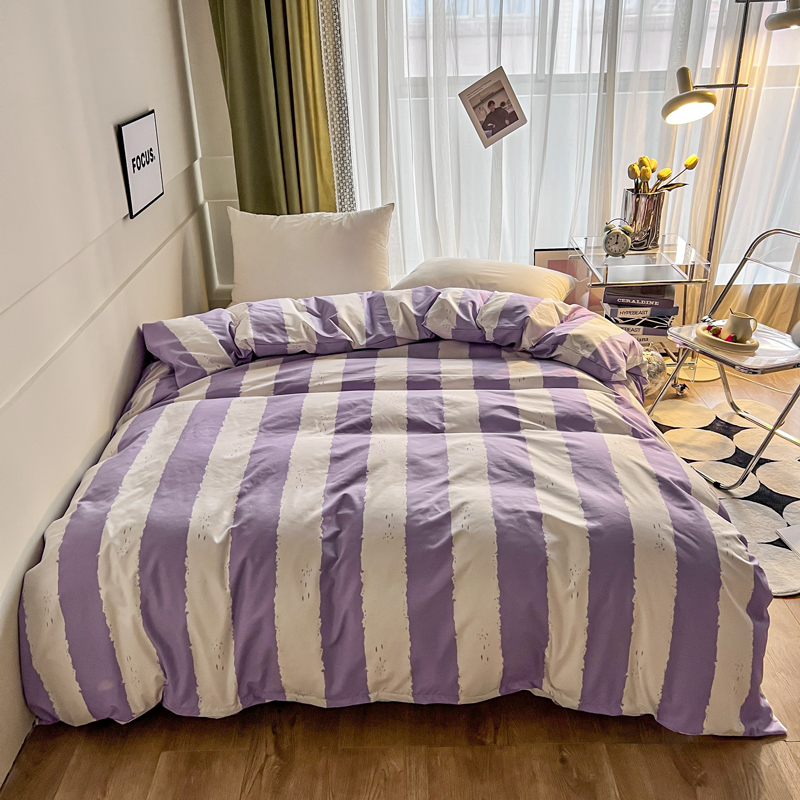 Streep Dekbedovertrek 150X200 Eenvoudige Stijl Dekbed Covers Queen Size Housse De Couette Huidvriendelijk Thuis Beddengoed (Geen Kussensloop: Koningin / Paars