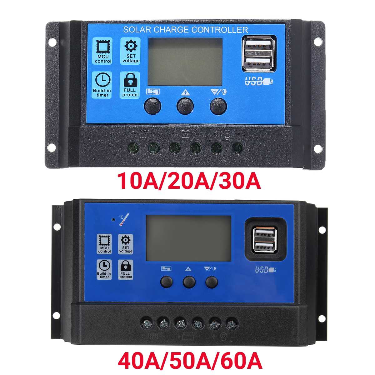 40W 12V Protable Solar Panel Kit 2 USB Port with 10A-60A LCD Display Solar Charge Controller Off Grid for Outdoor Camping