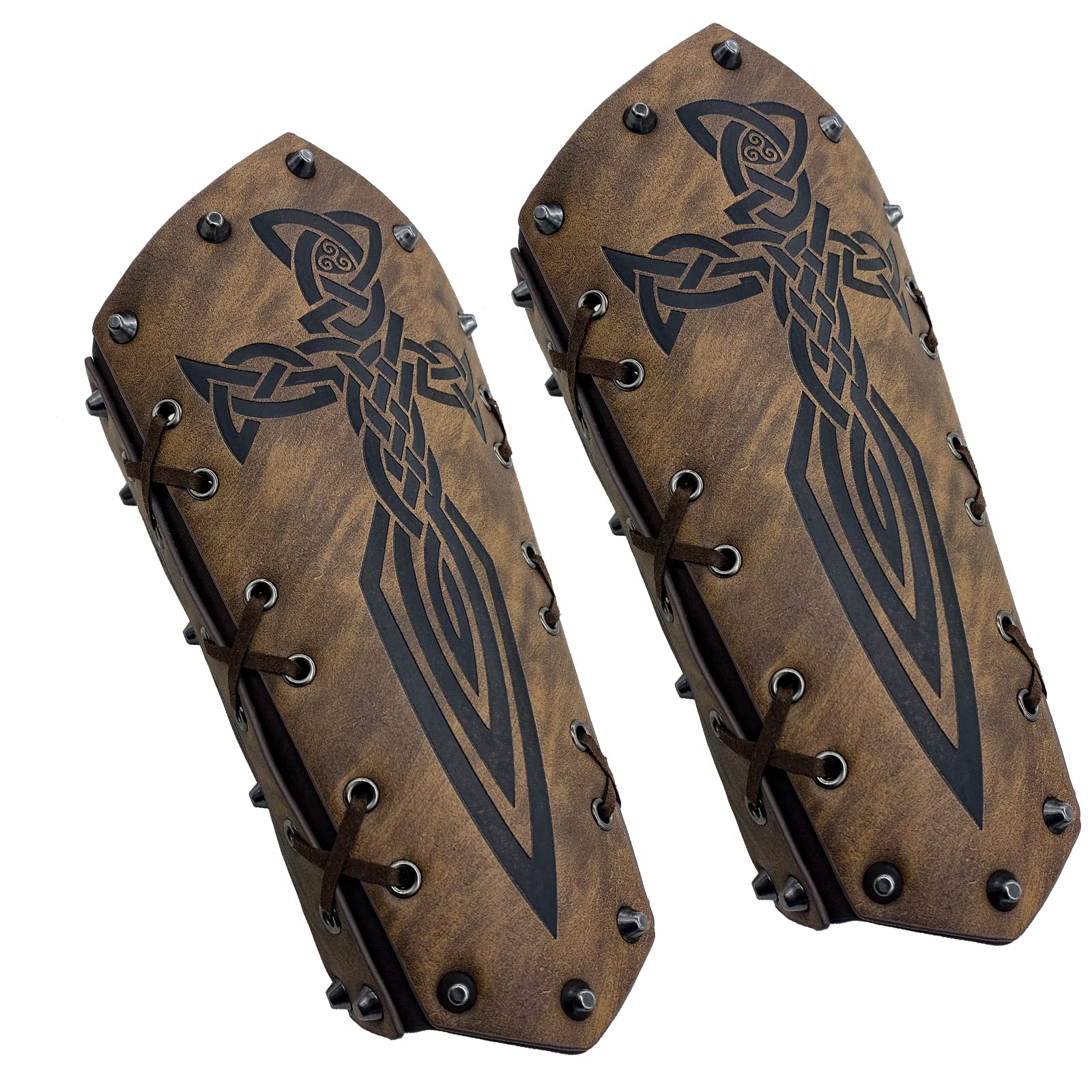 Medieval Leather Wrist Guards Viking Warrior Embossed Leather Gauntlets Knight Arm Gloves Retro Gothic Wristbands Outdoor Armor